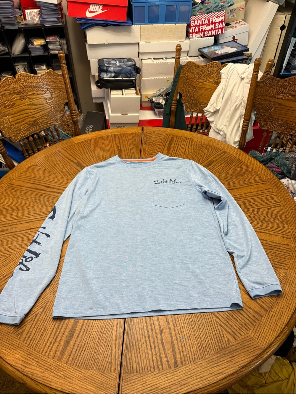 Salt Life Heather Light Blue Long-Sleeve Pocket Tee